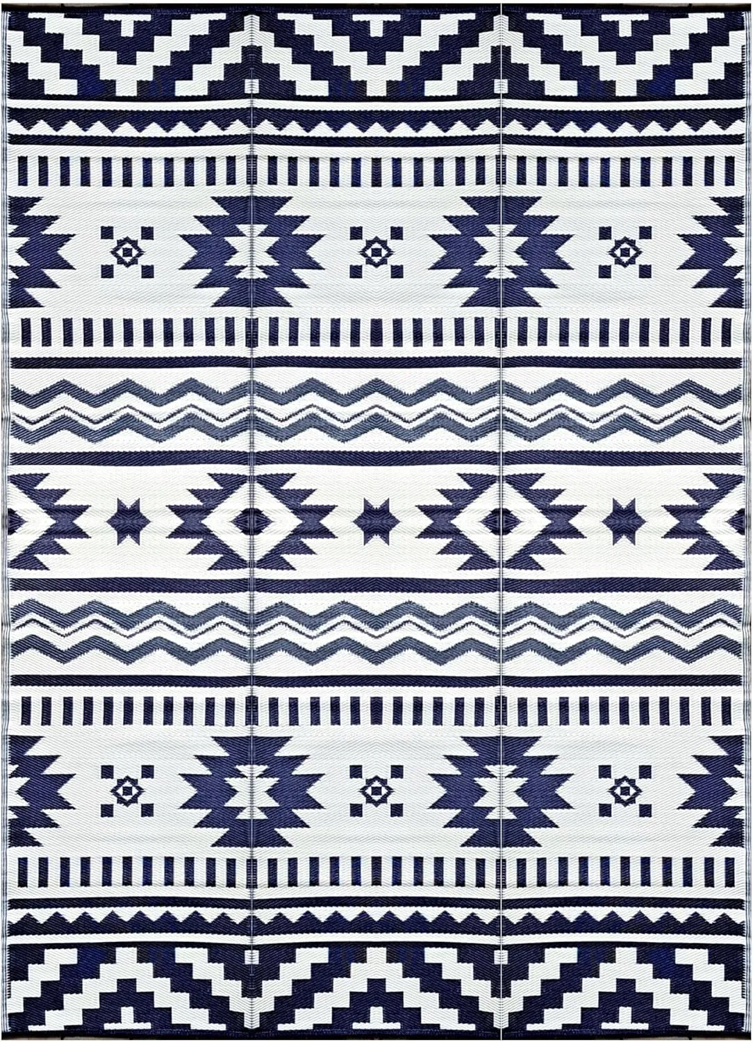 BalajeesUSA Outdoor Rugs 9x12 ft Large Plastic Patio Grey Dark Blue Affordable Multipurpose Woven Plastic Straw All-Weather Waterproof Reversible Camper mat Backyard Picnic Sports Camps Tent 7575