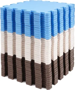 BalanceFrom 36 Piece Kids Puzzle Play Mat, Foam Floor Tiles, Cream/Gray/Beige