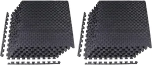 BalanceFrom Fitness 1 Inch Thick High Density Non Slip EVA Foam Puzzle Interlocking Home Gym Exercise Floor Mat, 24 Square Feet, Black (2 Pack)