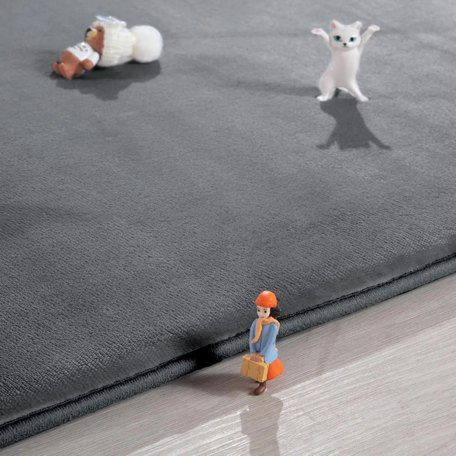 BALAPET Thick Memory Foam 50x50 Play Mat for Playpen, Super Soft Velvet Portable Baby Playpen Mat for Kids Toddler Crawling and Play, Non-Slip Bottom Playmat, Dark Grey