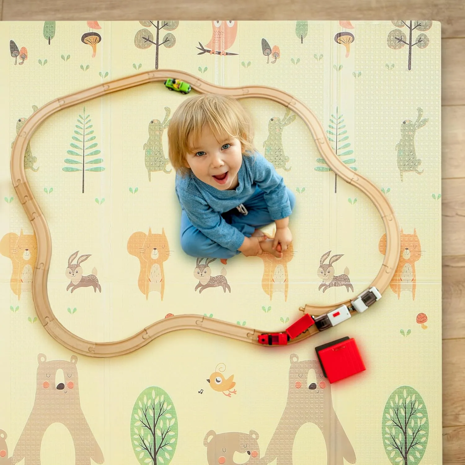 Bammax X-Large Waterproof & Foldable Baby Play Mat - 70" x 78" Crawling & Kids Play Mat - Maze & Bears
