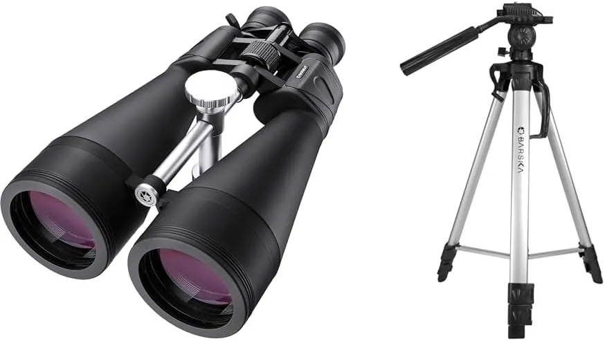 BARSKA 20-140x80 Gladiator Zoom Binoculars & Deluxe Extendable 63.4" Tripod Bundle
