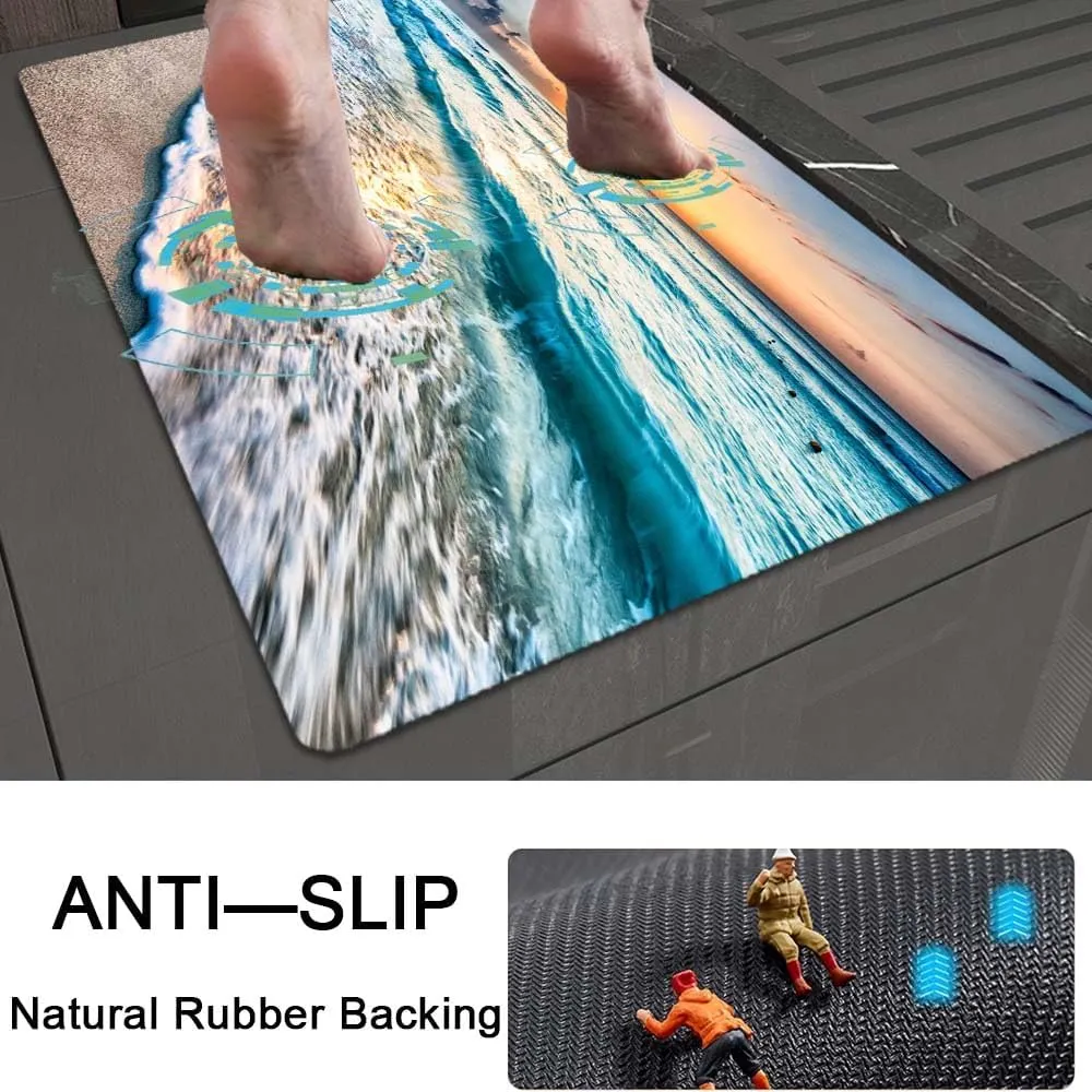 Bath Mat Rug,Sunset on Island Beach Non Slip Quick Dry Super Absorbent Thin Bathroom Rugs Fit Under Door-Easy to Clean Bathroom Floor Mats-Shower Rug for Shower Sink Bathtub(17" x 27.5"in)