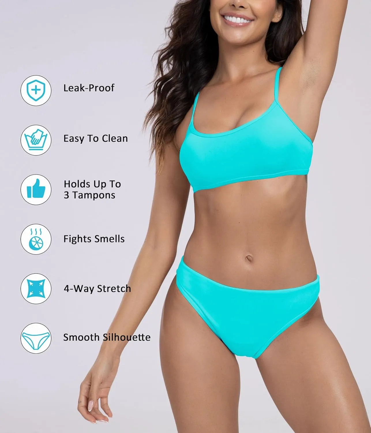 Beautikini Period Swimwear for Teens Menstrual Leakproof Spaghetti Straps Period Bikini Period Bathing Suits for Teen Girls