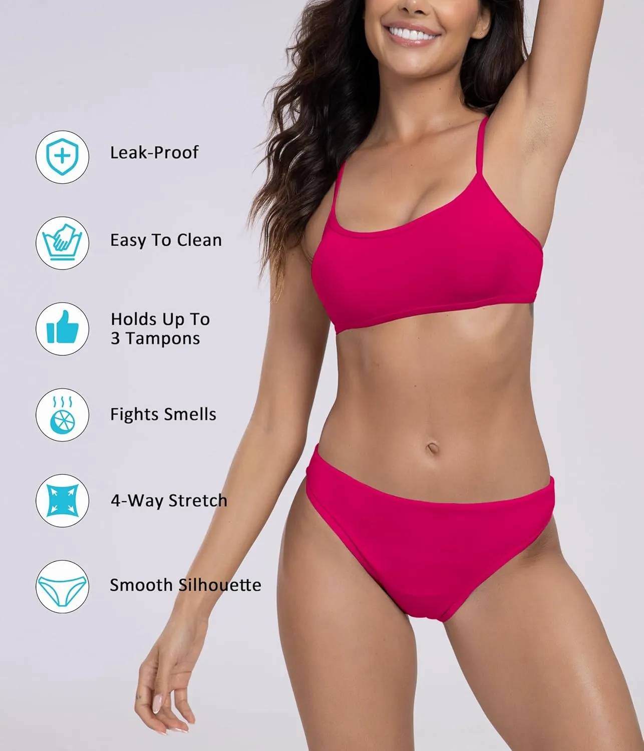 Beautikini Period Swimwear for Teens Menstrual Leakproof Spaghetti Straps Period Bikini Period Bathing Suits for Teen Girls