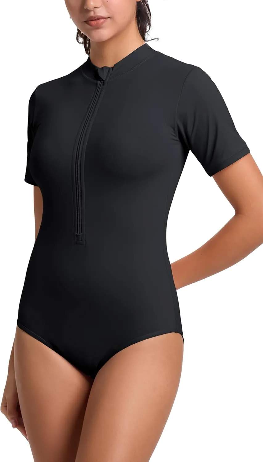 Beautikini Period Swimwear One Piece for Teens Short Sleeve Swimsuits Women UPF50  Menstrual Leakproof Bathing Suit