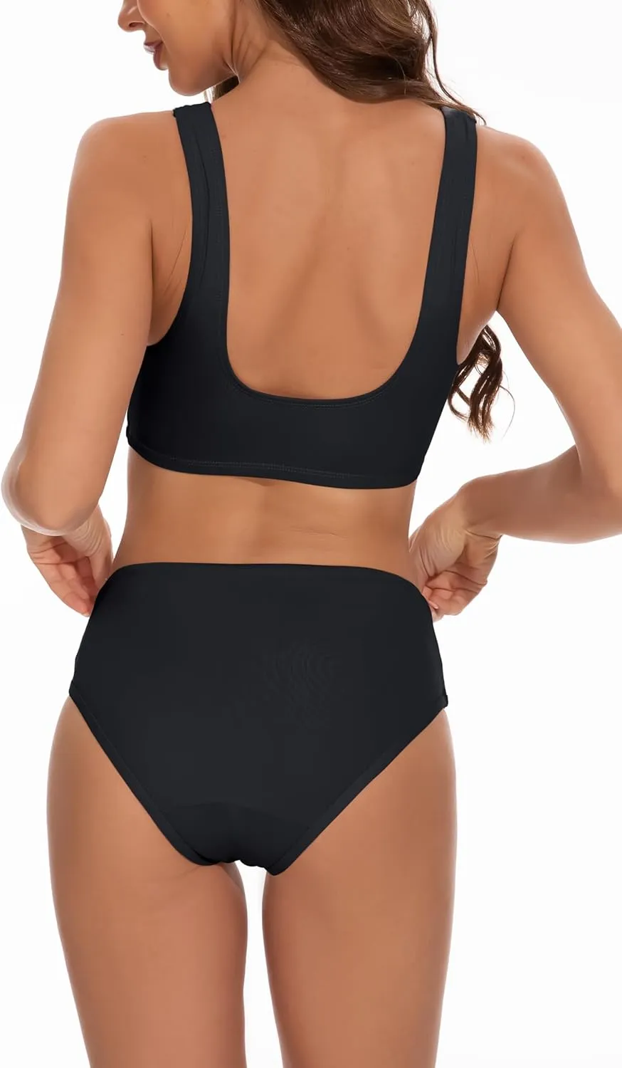 Beautikini Period Swimwear Two Piece Menstrual Leakproof Swimsuit Sporty Bikini Sets Bathing Suit for Teen Girls