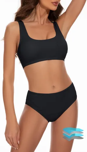 Beautikini Period Swimwear Two Piece Menstrual Leakproof Swimsuit Sporty Bikini Sets Bathing Suit for Teen Girls