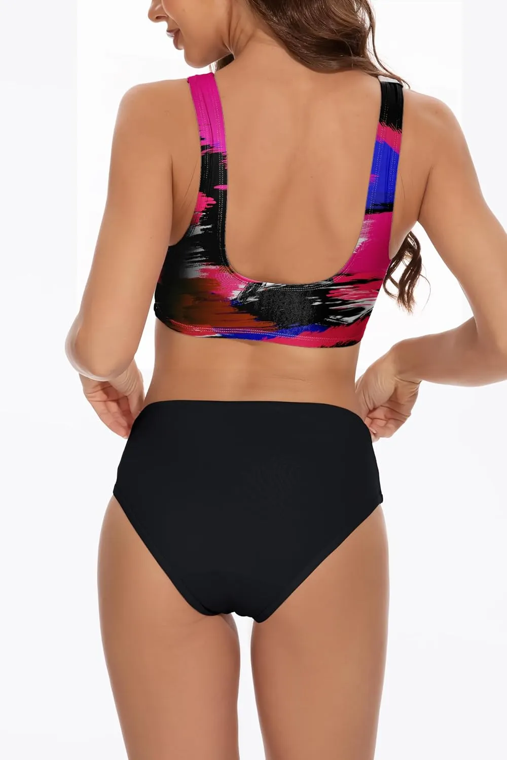Beautikini Period Swimwear Two Piece Menstrual Leakproof Swimsuit Sporty Bikini Sets Bathing Suit for Teen Girls