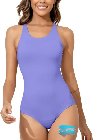 Beautikini Period Swimwear Women's One Piece Leak Proof Menstrual Bathing Suit Racerback Training Swimsuit for Teens Girls