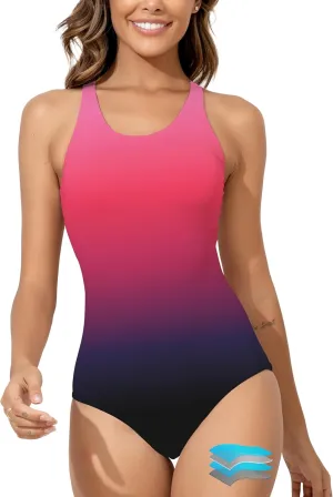 Beautikini Period Swimwear Women's One Piece Leak Proof Menstrual Bathing Suit Racerback Training Swimsuit for Teens Girls