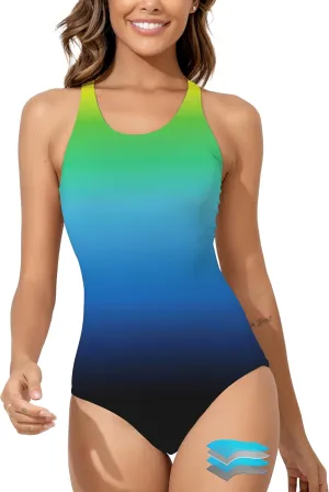 Beautikini Period Swimwear Women's One Piece Leak Proof Menstrual Bathing Suit Racerback Training Swimsuit for Teens Girls