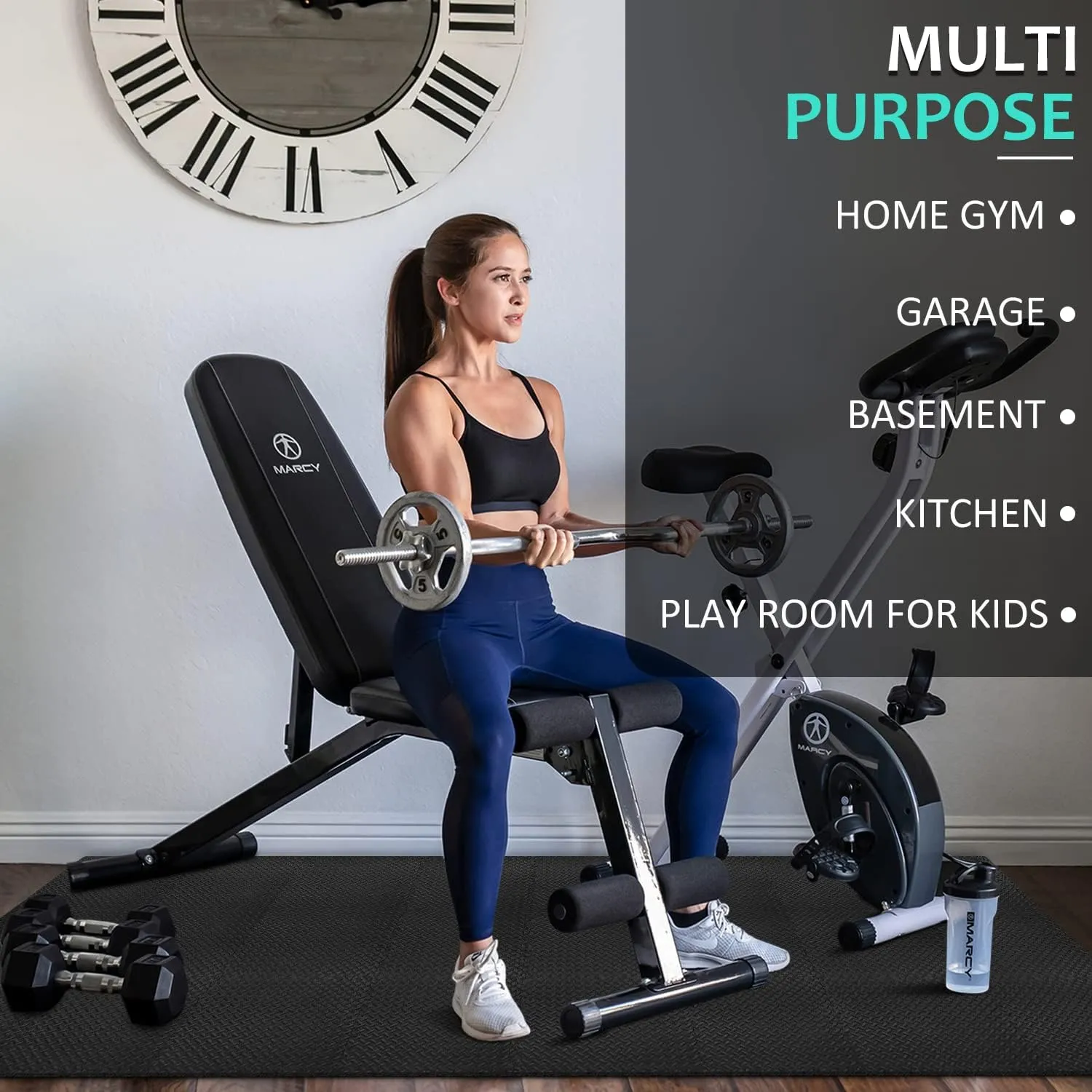 BEAUTYOVO Puzzle Exercise Mat with 12/24/48 Tiles Interlocking Foam Gym Mats, 24'' x 24'' EVA Foam Floor Tiles, Protective Flooring Mats for Gym Equipment