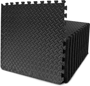 BEAUTYOVO Puzzle Exercise Mat with 12/24/48 Tiles Interlocking Foam Gym Mats, 24'' x 24'' EVA Foam Floor Tiles, Protective Flooring Mats for Gym Equipment