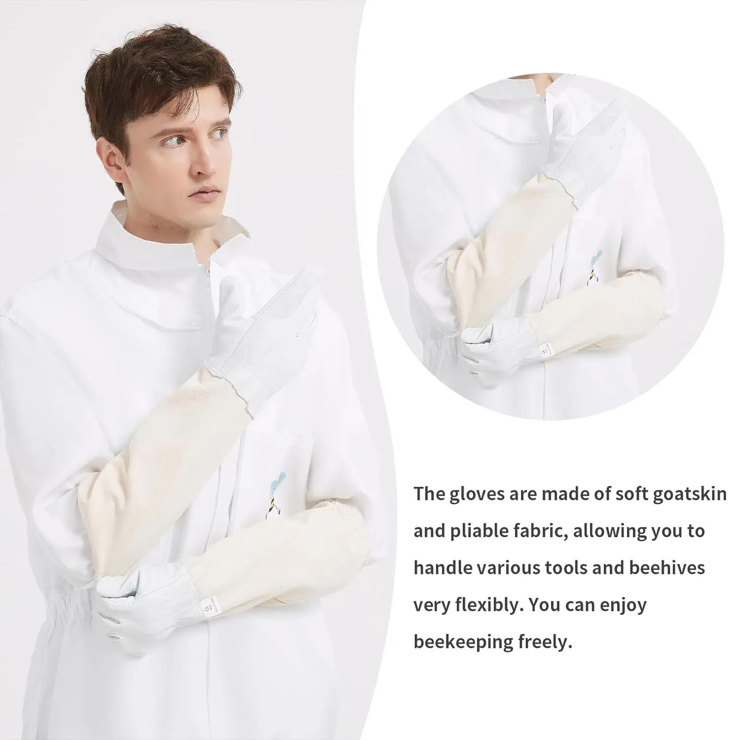 bee keeper suit for Men Women Sting Proof, Polycotton Beekeeping Suits Beekeeper Costume&with Glove &Ventilated Hood, Backyard and Beekeeping (L)