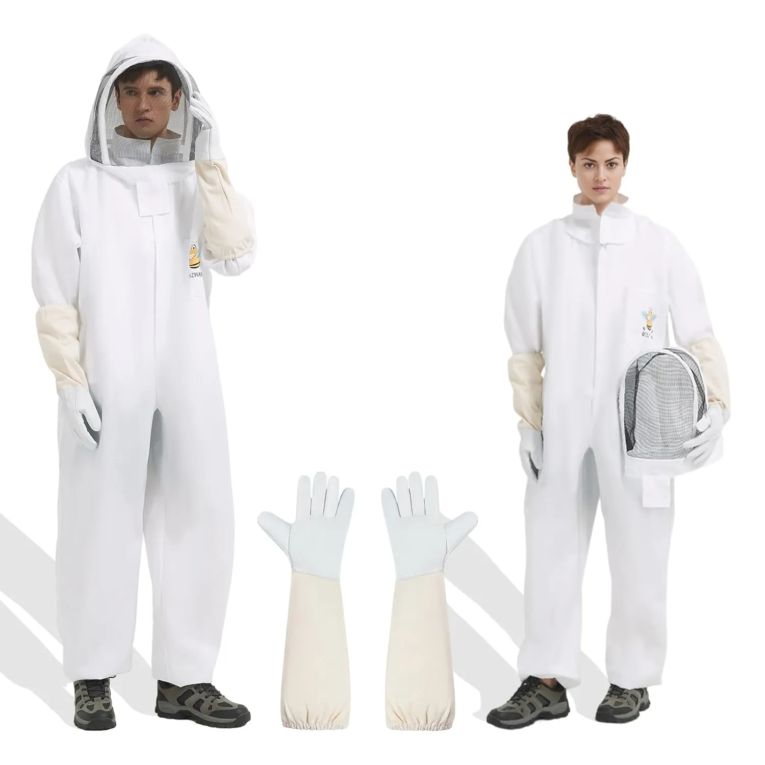 bee keeper suit for Men Women Sting Proof, Polycotton Beekeeping Suits Beekeeper Costume&with Glove &Ventilated Hood, Backyard and Beekeeping (L)