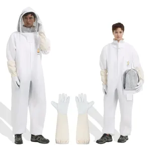 Bee Suit for Men Women Sting Proof, Polycotton Beekeeping Suits Beekeeper Costume&with Glove &Ventilated Hood, Bee Outfit for Backyard (XXL)