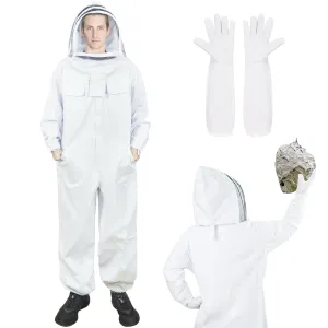 Bee Suit Sting Proof for Men Women, Fully Body Bee Keeper Suits with Gloves & Veil Hood for Beekeeping Protection (XL)