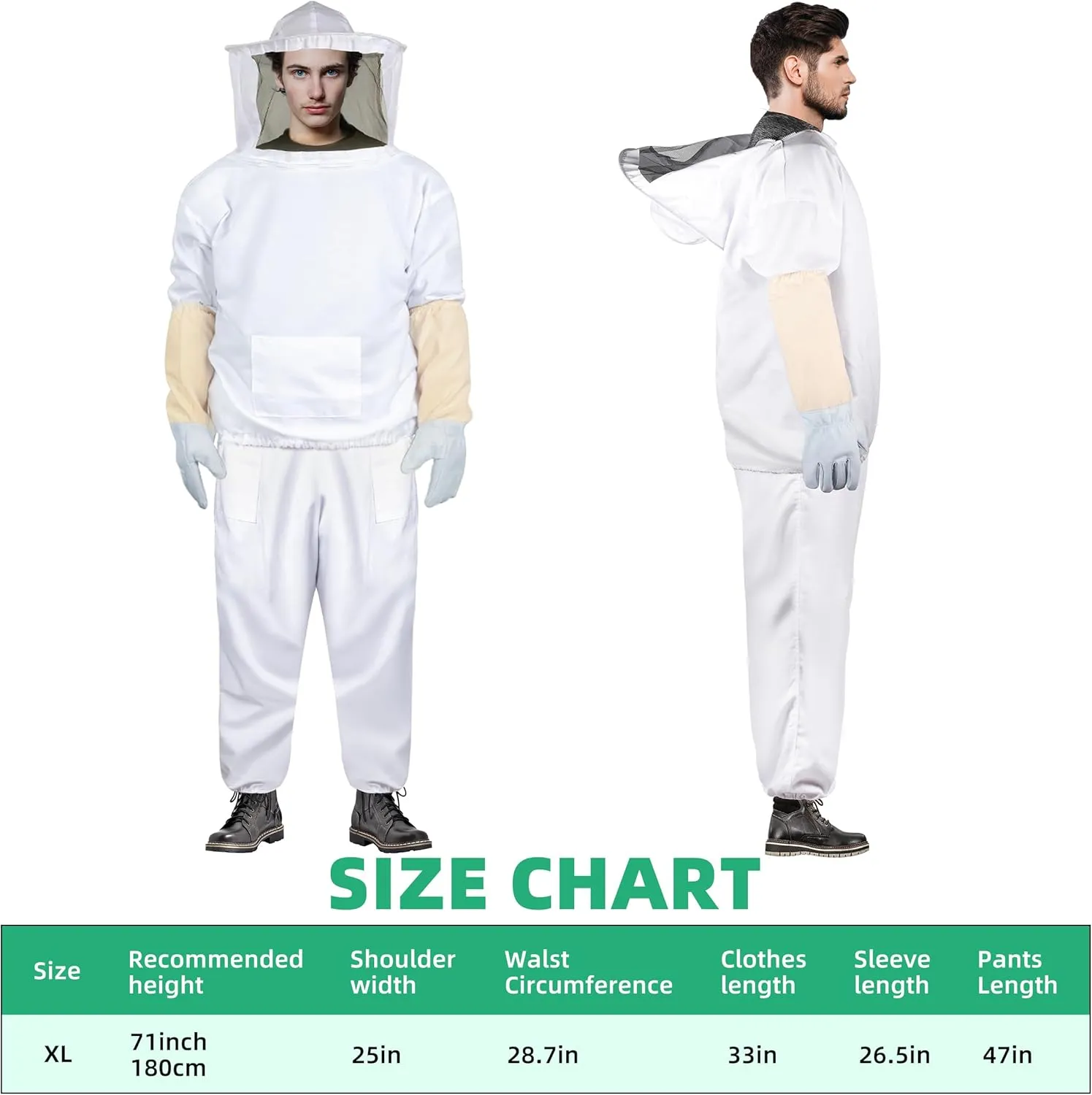 Bee Suits Bee keeper Suit for Men Women Sting Proof Beekeeper with Glove &Ventilated Hood Bee Keeping Starter kit & Beekeeping Supplies