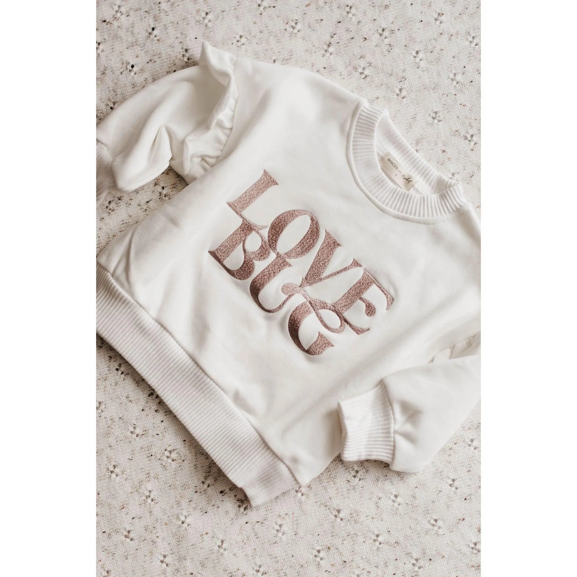 Bencer and Hazelnut | Love Bug Jumper, Mushroom Frill (White) - Size Newborn