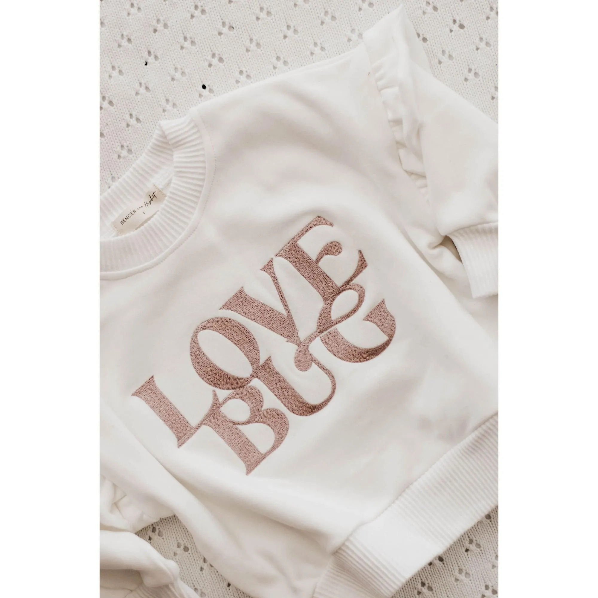 Bencer and Hazelnut | Love Bug Jumper, Mushroom Frill (White) - Size Newborn