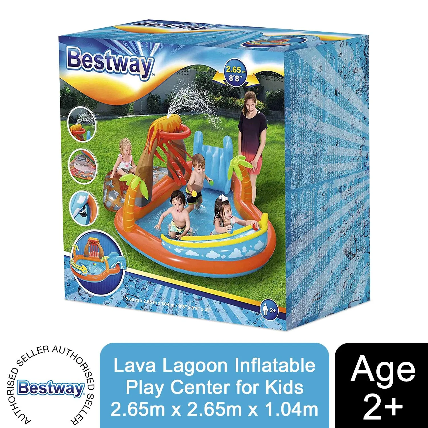 Bestway Sea Life Lava Lagoon Inflatable Play Center for Kids 2.65 x 2.65 x 1.04m