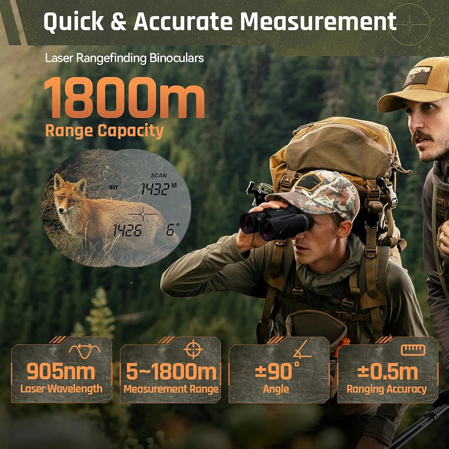 Beyond HD 10x42ED Laser Rangefinder Binoculars, 2000 Yards Rangefinding, Waterproof, Multicoated, HCD/Los/Angle/Scan Mode