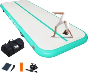 BEYOND MARINA Air Gymnastics Tumble Track 4/8 inches Thickness Inflatable Tumbling 10ft/13ft/16ft/20ft Air Mats for Home Use Training/Cheerleading/Yoga/Water with Electric Pump