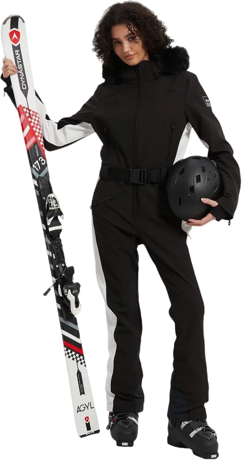 BGX Bluemagic Women Ski Suit One Piece Snowsuit Snowboard Slim Fit Insulated Jumpsuit Waterproof Windproof Winter Sports Warm