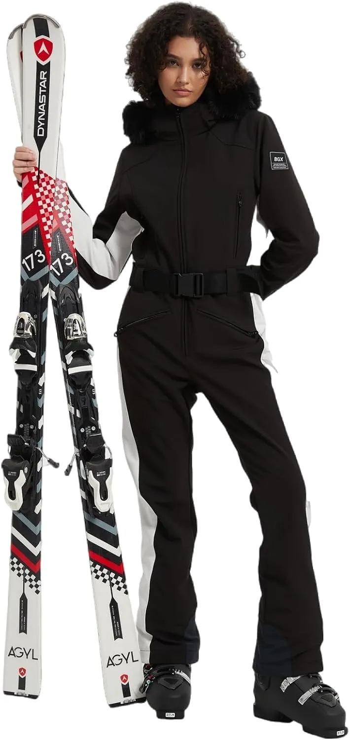 BGX Bluemagic Women Ski Suit One Piece Snowsuit Snowboard Slim Fit Insulated Jumpsuit Waterproof Windproof Winter Sports Warm