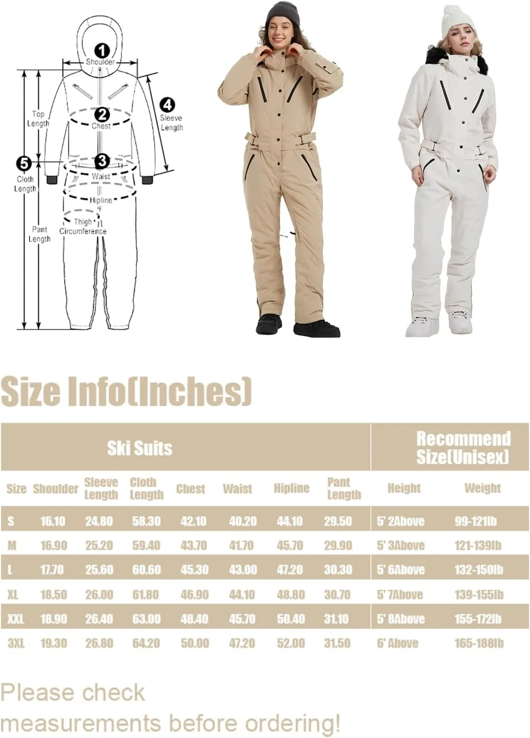 BGX Bluemagic Womens Snowsuit One Pieces Ski Suits Insulated Jumpsuit Waterproof Windproof Snowboard Jackets for Outdoor