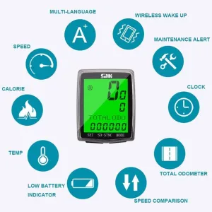 Bicycle Stopwatch LCD Display Bike Speedometer Wireless Waterproof Wireless Bike Speedometer Outdoor Cycling Accessories