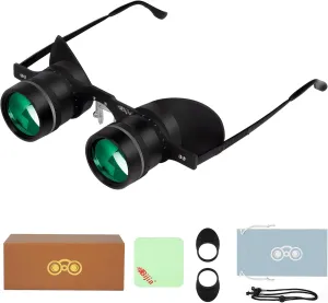 BIJIA 3X Opera Binocular Glasses,Hands-Free Lazy Glasses Binoculars Lightweight for Fishing,Bird Watching,Tv,Sports,Concerts,Theater,and Sightseeing,for Adults Men Women(Upgraded HD Green Film)