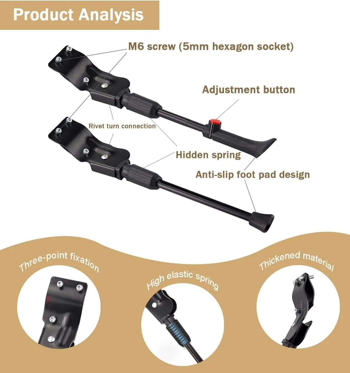 Bike Kickstand for Wilier Triestina Filante SLR 2020, Adjustable Bicycle Kickstand, Suit Mountain Bike, Concealed Spring-Loaded Latch, Aluminum Rear Side Bicycle Stand,A