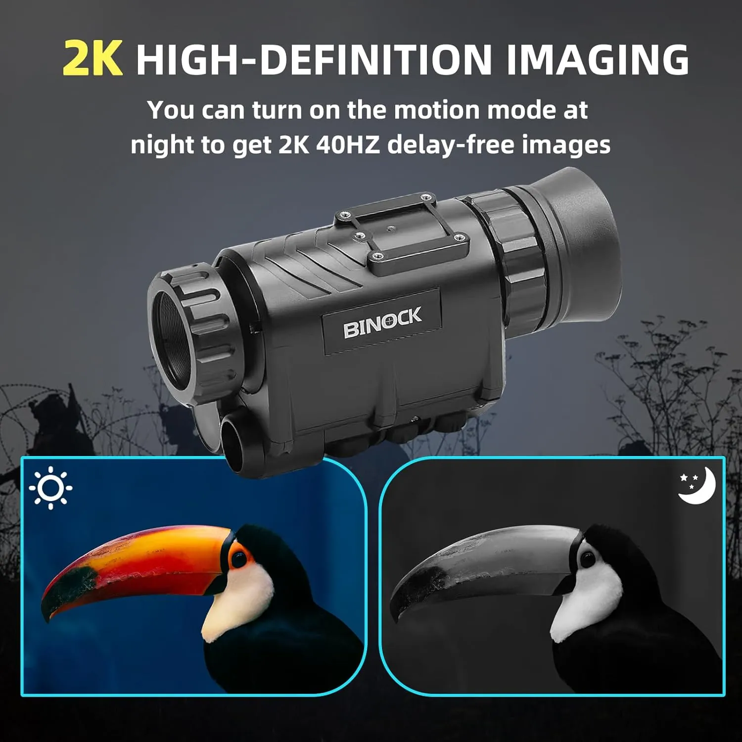 BINOCK NVG30 Helmet Night Vision Monoculars, PVS-14 Long Range Infrared Digital Goggles with 4 Color Modes 1-4X Magnification, Day&Night Use NVG WiFi for Camping Surveillance