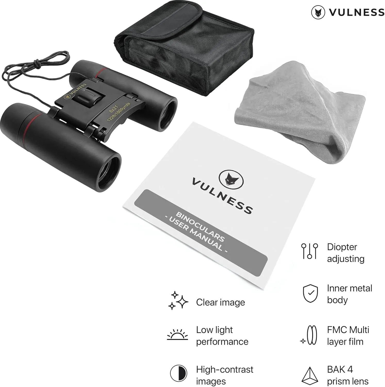 Binoculars for Adults | Compact Small Mini Travel Binocular for Bird Watching High Powered Electronics Cruise Ship Essentials Norwegian Alaska Must Haves Hiking Camping Gear a by VULNESS (Black, 8X21)
