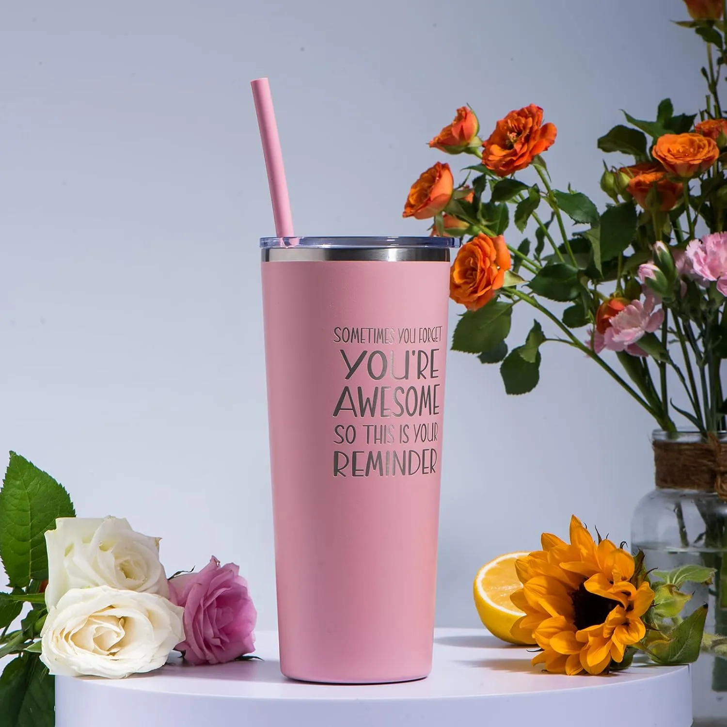 Birthday Gift for Women Friends Female, Thank You & Inspirational Gifts, Birthday Presents for Friend,Her,Coworker,Employee-22 Oz Stainless Steel Tumbler