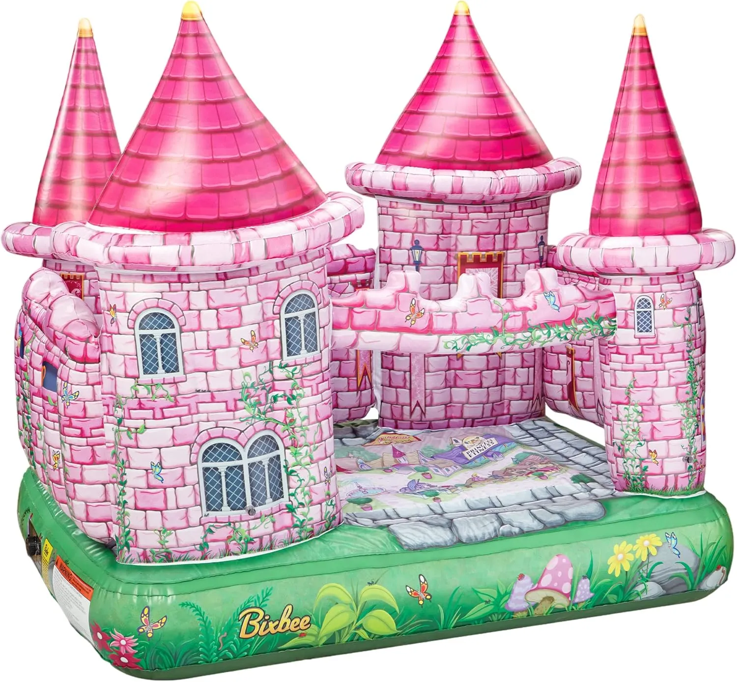 Bixbee Inflatable Pink Princess Castle, Indoor Toddler Playhouse for Kids 3 , Sleepover Mattress Playhouse for Girls & Boys with Built in Motor, Inflates to Over 5ft Tall, Childrens Play House