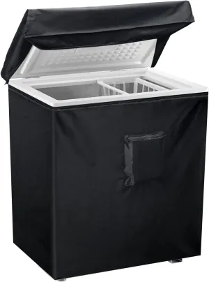 Black Chest Freezer Cover, Luxiv Waterproof Freezer Covers 28Lx23Wx34H Compact for 5 Cubic Feet Chest Freezer Cover for Open, Zipper Pocket, Strap