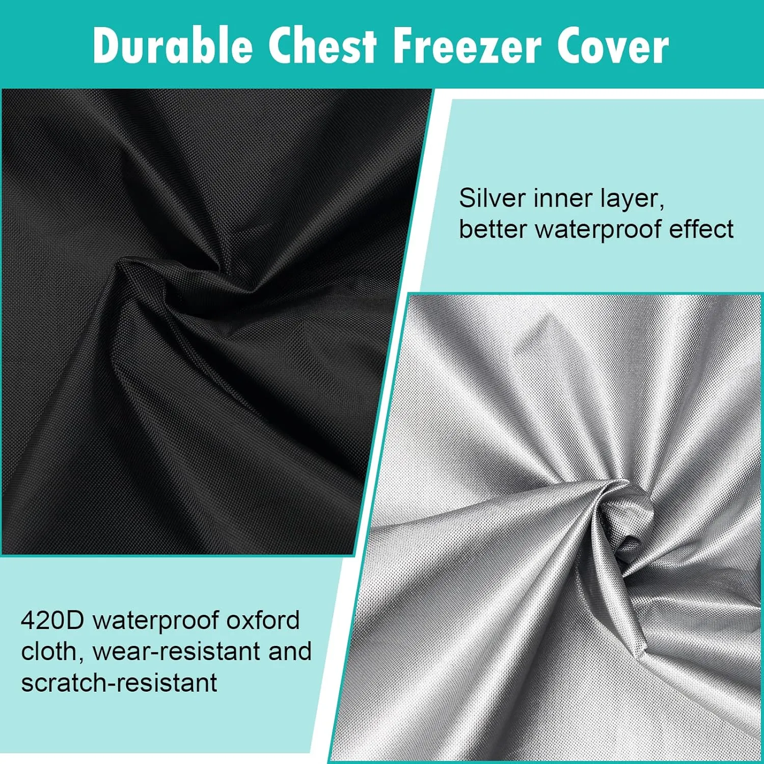 Black Chest Freezer Cover, Luxiv Waterproof Freezer Covers 28Lx23Wx34H Compact for 5 Cubic Feet Chest Freezer Cover for Open, Zipper Pocket, Strap