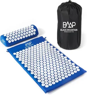 Black Mountain Products Acupressure Mat with Pillow & Carrying Bag - Acupressure Mat for Trigger Point Massage Therapy, Blue