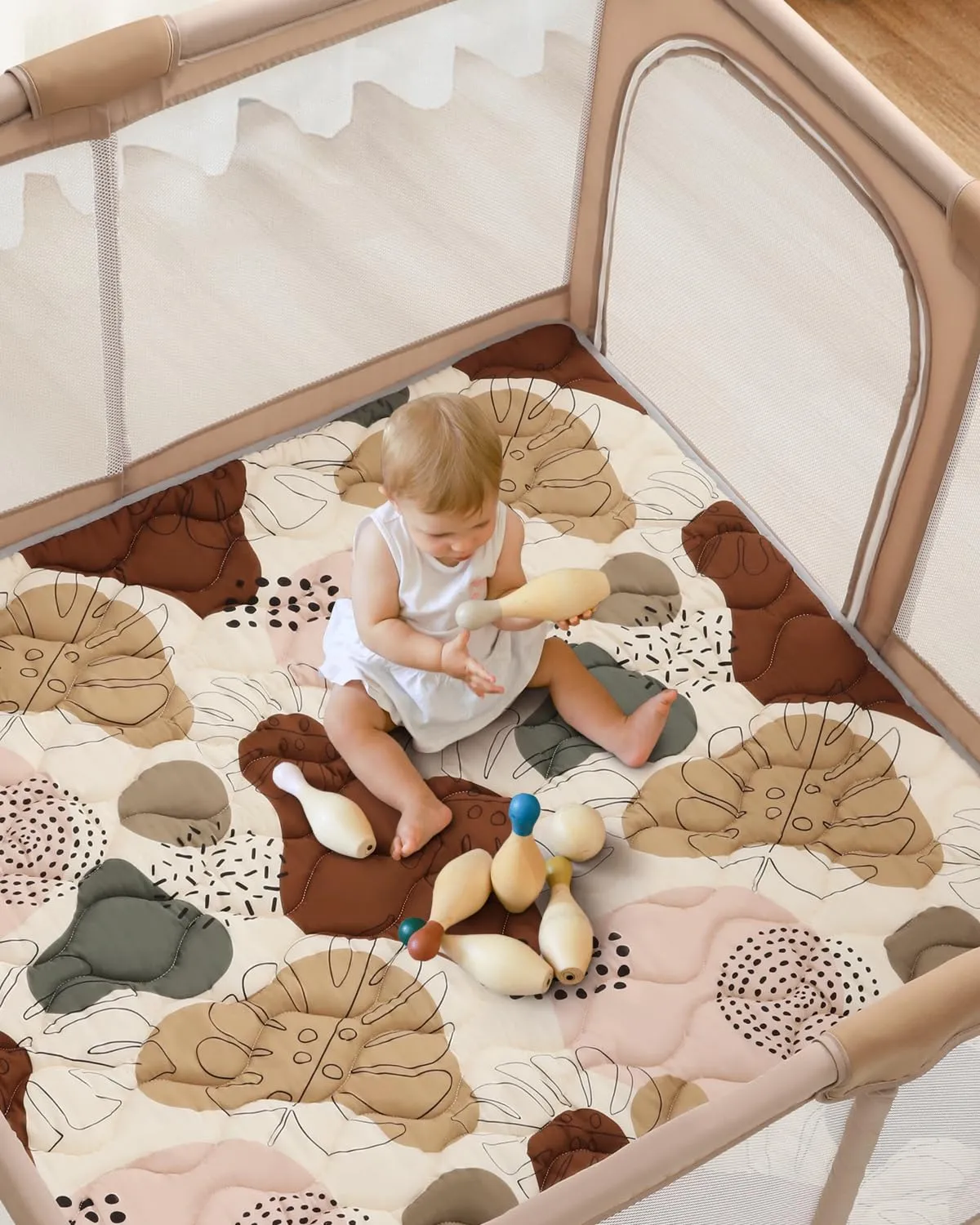Blissful Diary Baby Play Mats for Floor, 50x50 Crawling Mat for Playpen, Thicken Soft Padding Foam Playmats for Babies and Toddlers Infants, Foldable and Machine Washable, Boho Design
