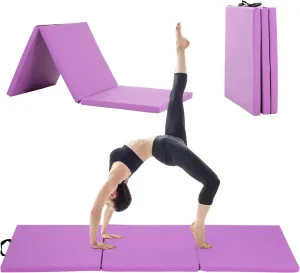 BLKMTY Gymnastics Mats - 2'x6' Folding Exercise & Yoga Mat with Carrying Handles for Kids' Tumbling & Home Gym