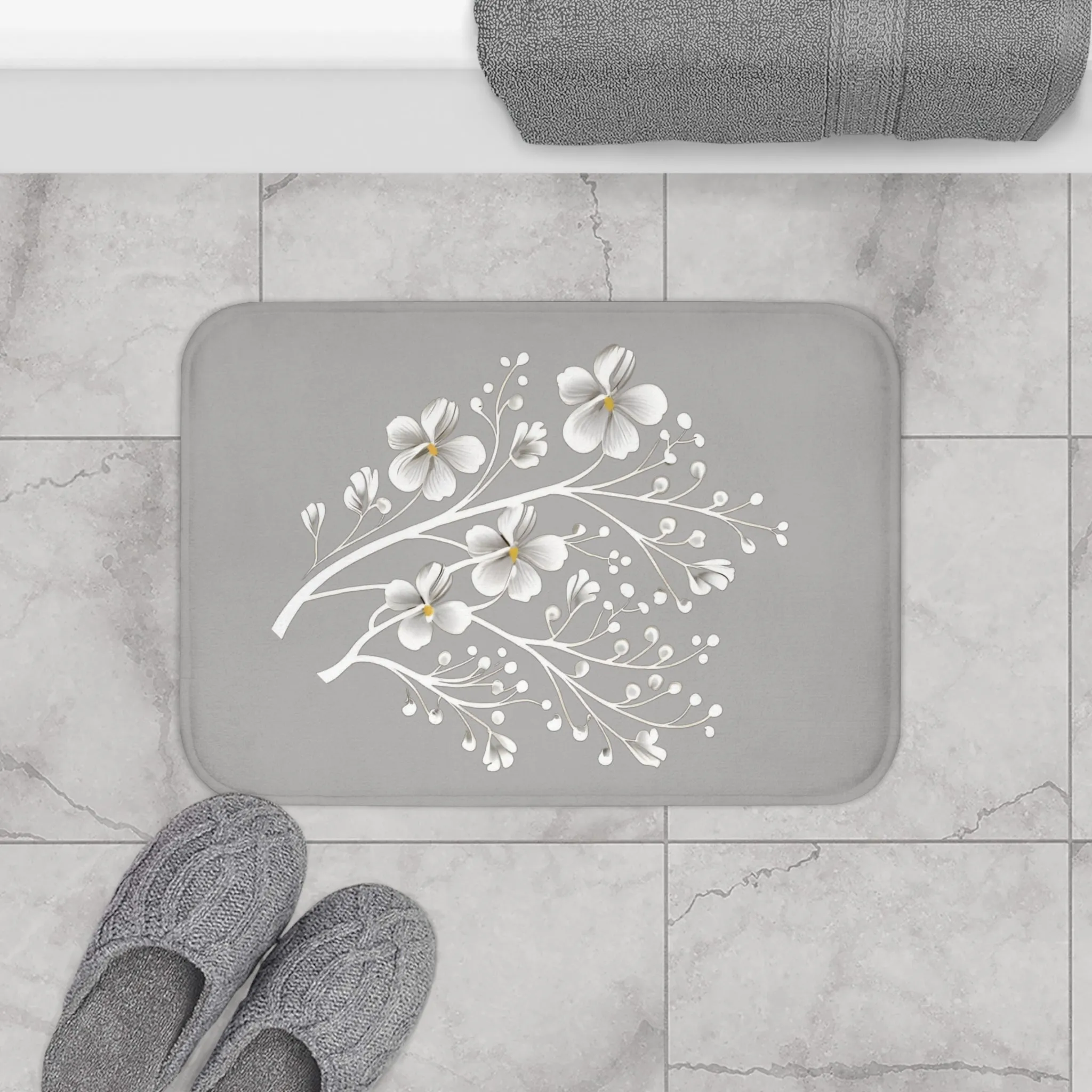Blossom Whispers Memory Foam Bath Mat