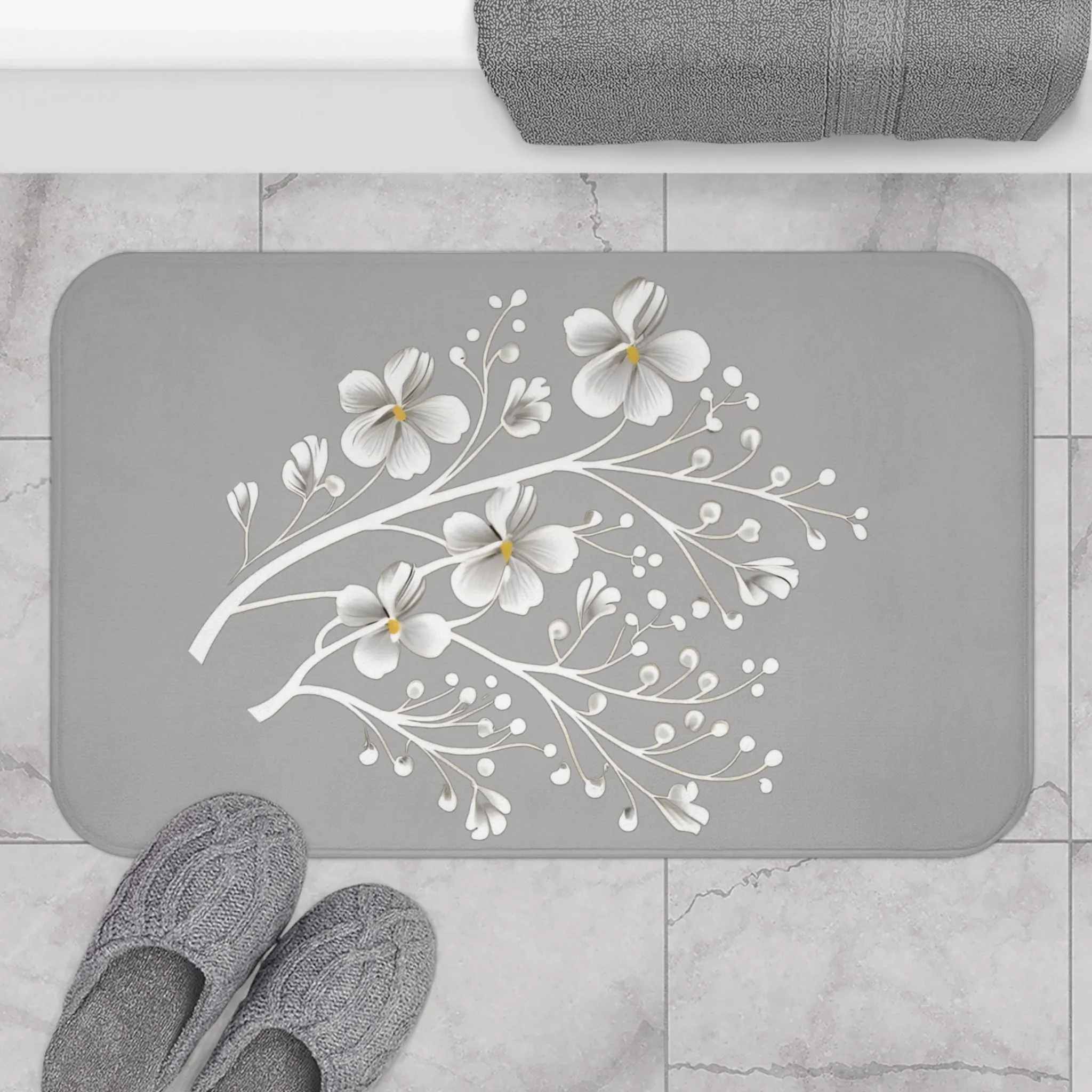 Blossom Whispers Memory Foam Bath Mat