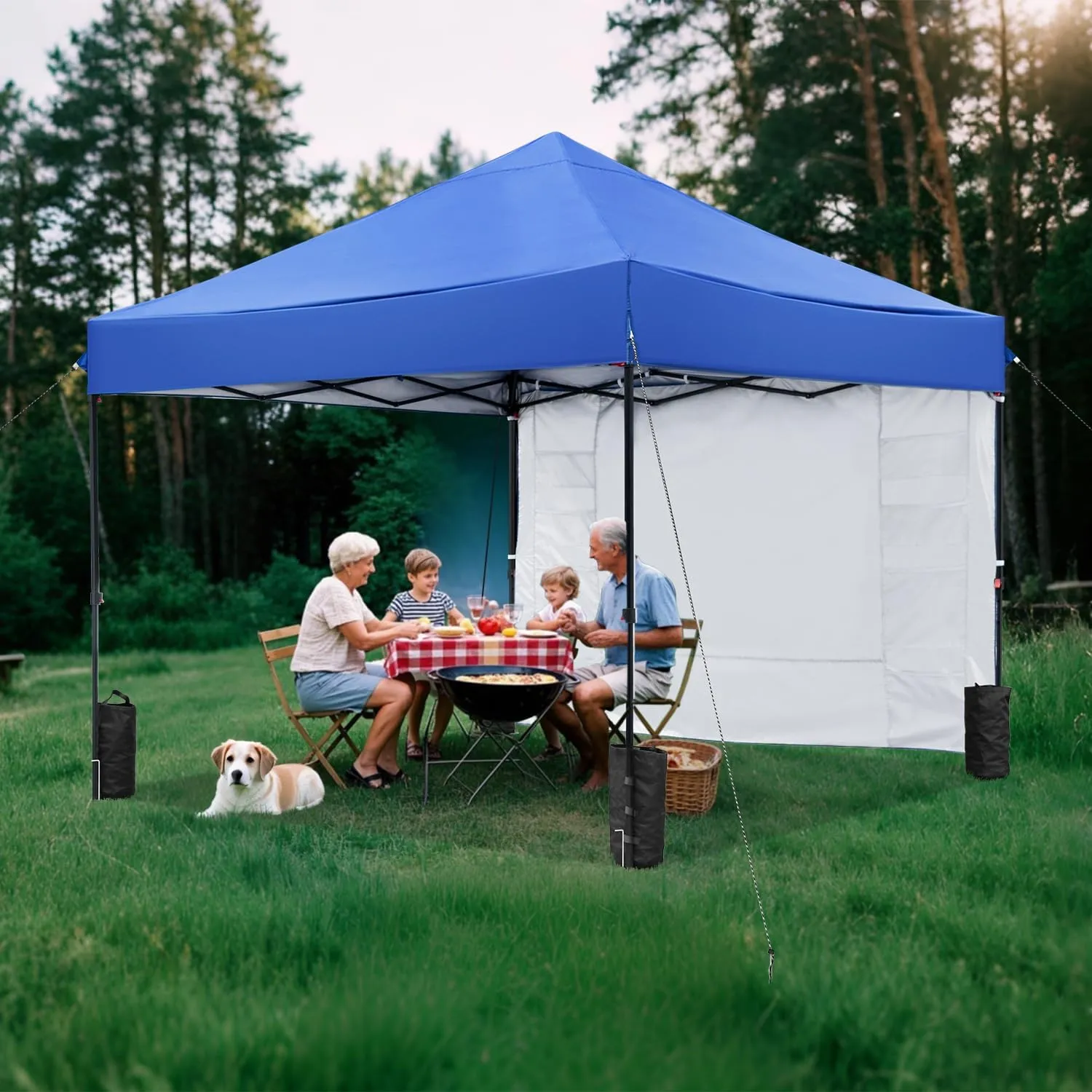Blue 10x10 FT Pop Up Canopy Tent with 1 Sidewall, Heavy Duty Canopy for Outdoor, Commercial Instant Gazebos, for Party, Patio, by Kendane.
