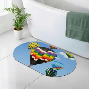 Blue Super Absorbent Floor Mat Nostalgic Hot Air Balloons in Sky Flying Journey Family Non-Slip Bath Mat Soft Absorbent Microfiber Floor Mat Colorful 19.7x31.5 Inches