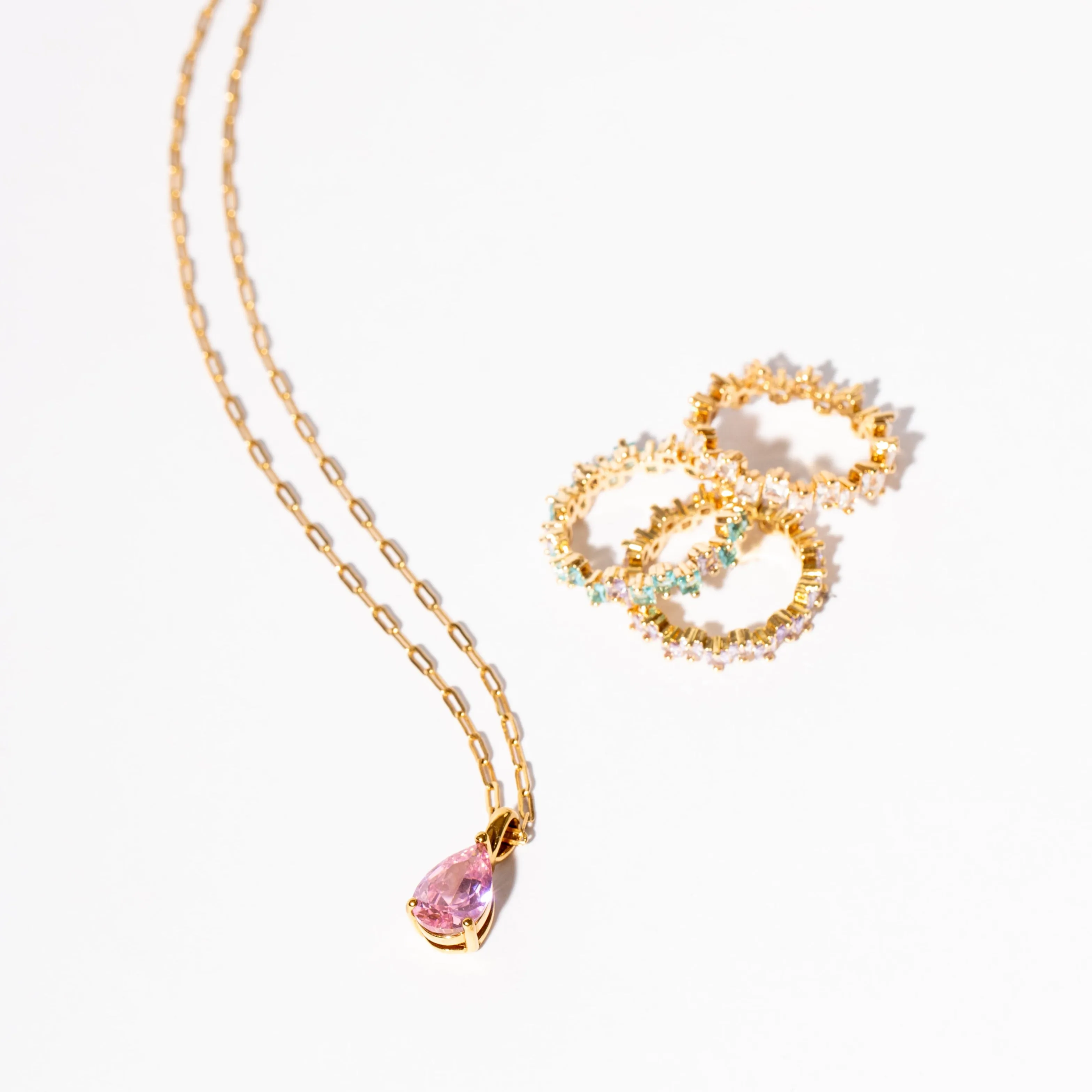 Blush Gemstone Pendant & Chain