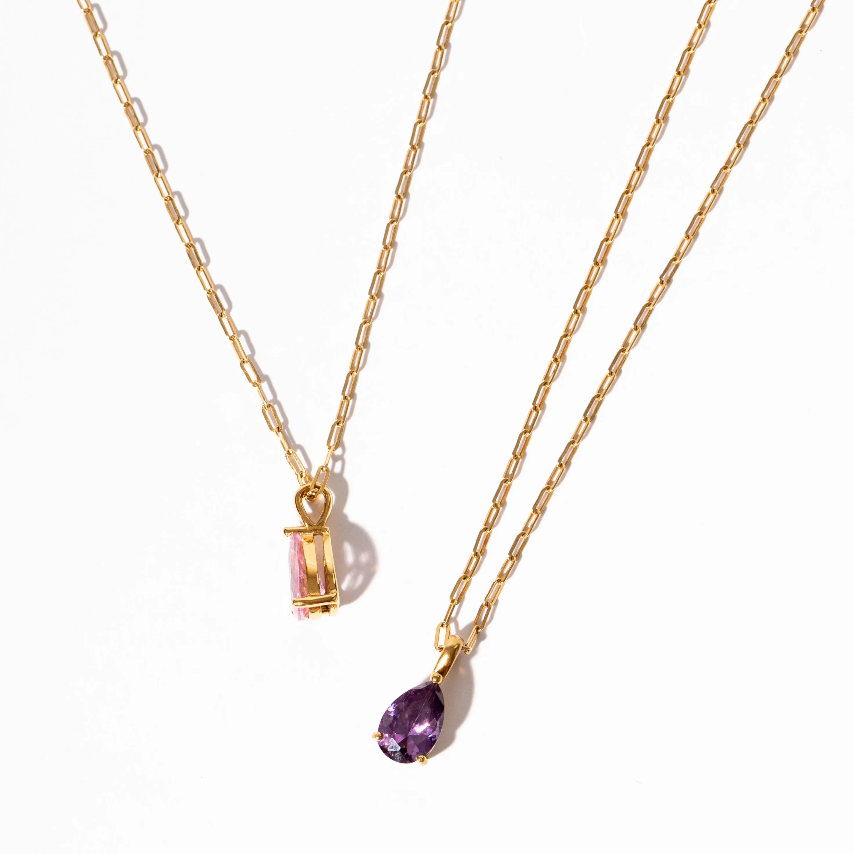 Blush Gemstone Pendant & Chain