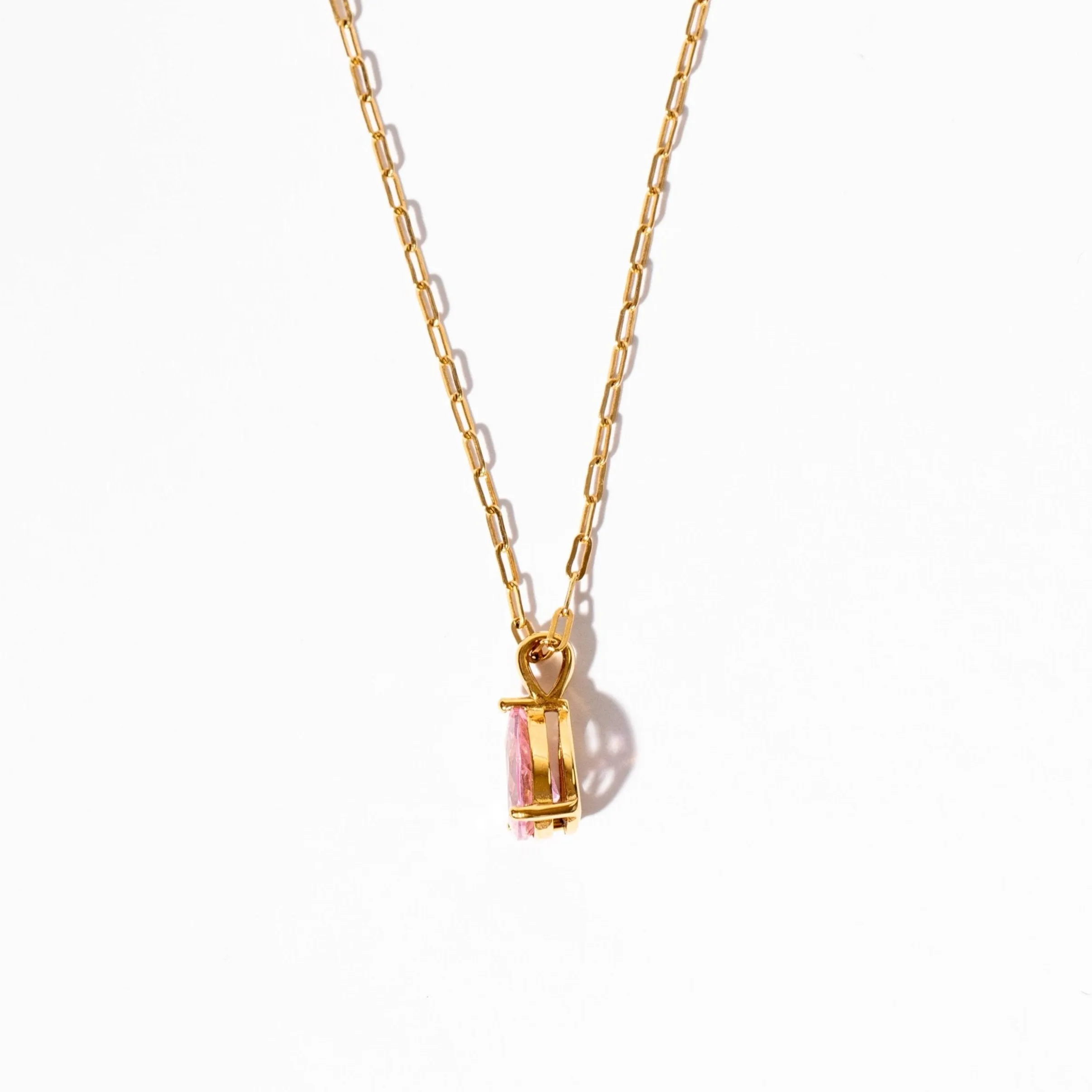 Blush Gemstone Pendant & Chain